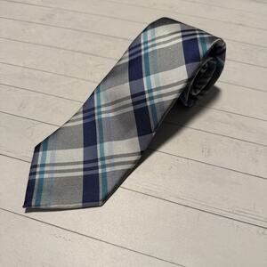 Express Men’s Blue Plaid Necktie 100% Silk 3” Wide 59” Long NWT $39.90